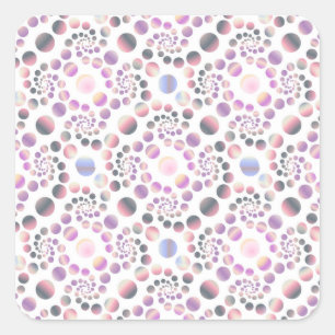 Pastel Bubbles Spiral Pattern Square Sticker