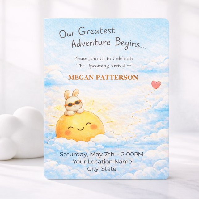 Pastel Bunny and Golden Sun Design Invitation (Creator Uploaded)