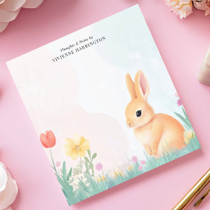Pastel Bunny and Wildflower Personalized Notepad