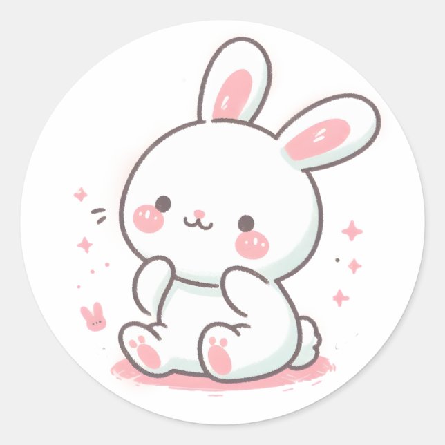  Pastel Bunny Design, Cute Soft Colour Bunny Art Classic Round Sticker (Front)