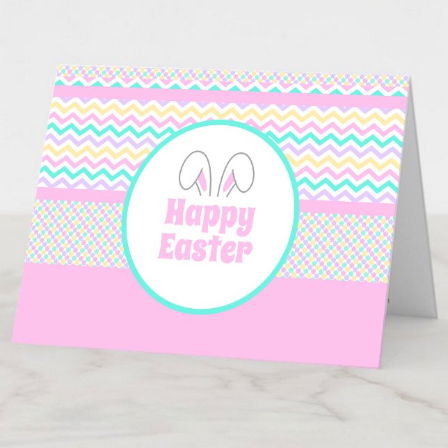 Pastel Bunny Ears Happy Easter Business Client Thank You Card (Creator Uploaded)