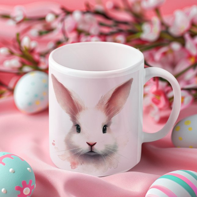 Pastel Bunny Face Mug: Cute & Cozy Pink Design Coffee Mug (Creator Uploaded)