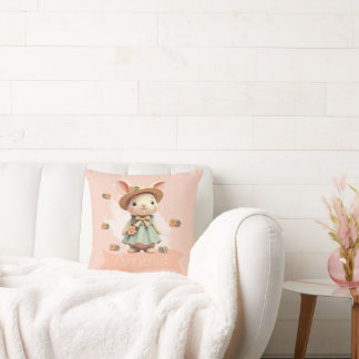 Pastel Bunny Rabbit Throw Pillow