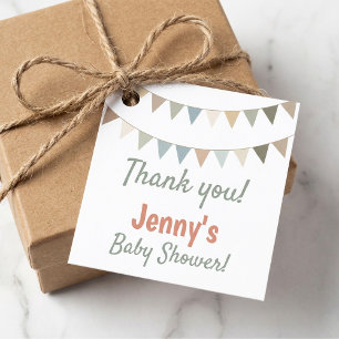Pastel bunting baby shower thank you favour tags