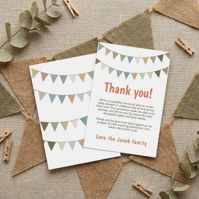 Pastel bunting thank you for baby shower guests (Pastel bunting thank you for baby shower guests.)