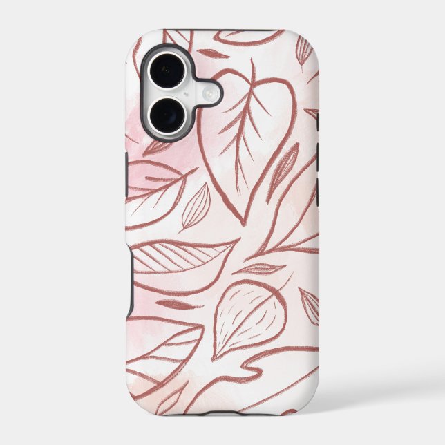 Pastel Burgundy Drawn Leaves Pattern (Verso)