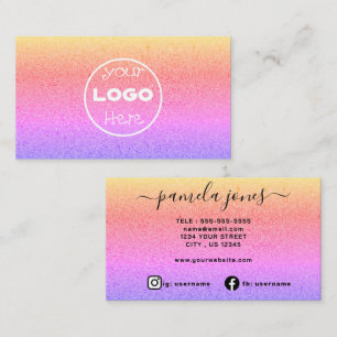 Pastel Business Card Template, Holographic Unicorn