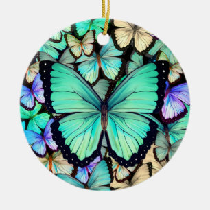 Pastel Butteflies Ceramic Ornament