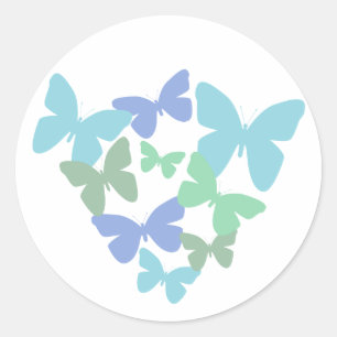 Pastel butterflies classic round sticker