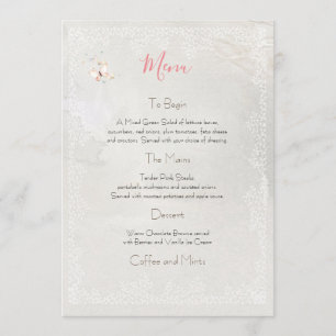 Pastel Butterflies Design, Wedding Menu