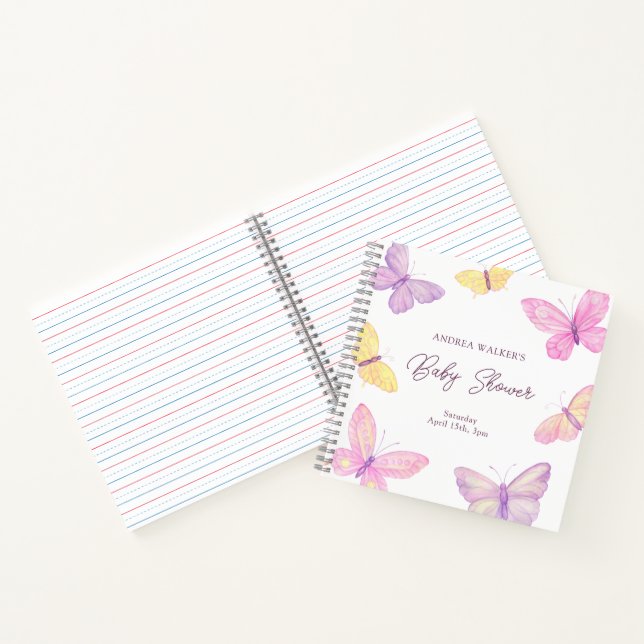 Pastel Butterflies Élégant Baby shower Livre d'inv (Intérieur)