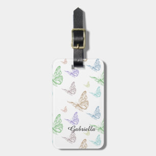 Pastel Butterflies Luggage Tag