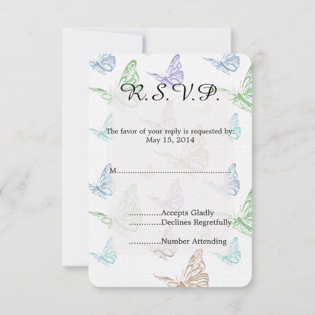 Pastel Butterflies Mariage RSVP (Devant)