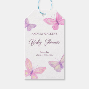 Pastel Butterflies Pink Purple Baby Shower Gift Tags