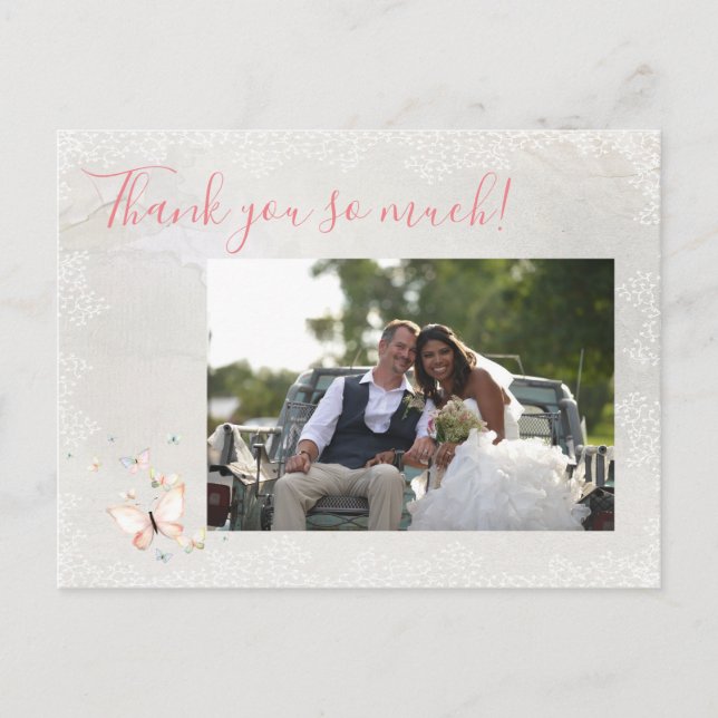 Pastel Butterflies Thank You Postcard (Front)