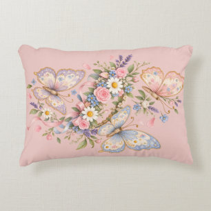 Pastel Butterfly Birthday Garden Accent Pillow