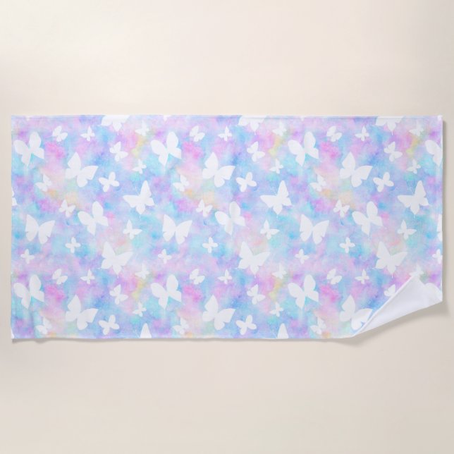 Pastel Butterfly Breeze  Beach Towel (Front)