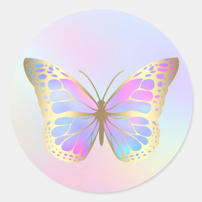 pastel butterfly classic round sticker (Front)