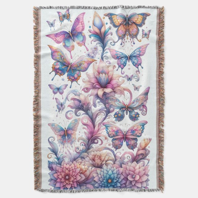 Pastel Butterfly Cozy Blanket (Front Vertical)