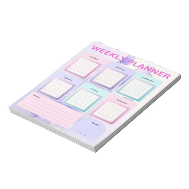 Pastel Butterfly Dreams: Weekly Planner for Organi Notepad (Rotated)