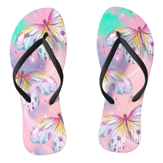 Pastel Butterfly Flip Flops for Her (Footbed)