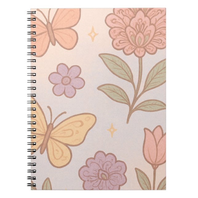 Pastel Butterfly Flower Notebook (Front)