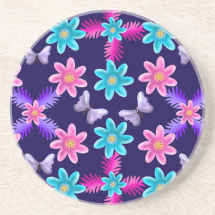 Pastel Butterfly Garden Pattern   Cottagecore  Coaster