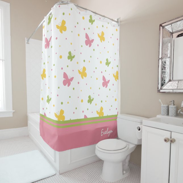 Pastel Butterfly Pattern with Name Bathroom (In Situ)