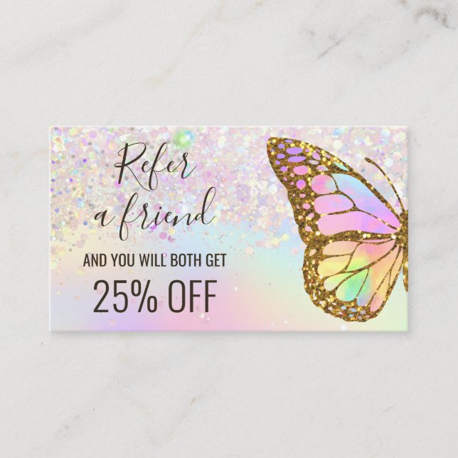 pastel butterfly refer a friend business card (Front)