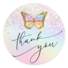 pastel butterfly thank you classic round sticker