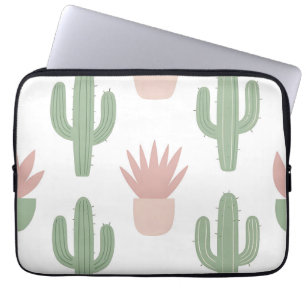 Pastel Cactus Succulent Pattern Laptop Sleeve