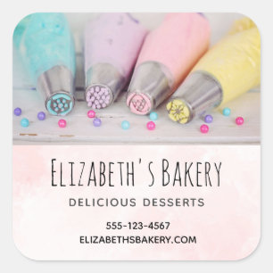 Pastel Cake Decorating Tools Business Square Sticker