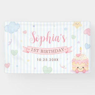 Pastel Cake Party Girl First Birthday Banner