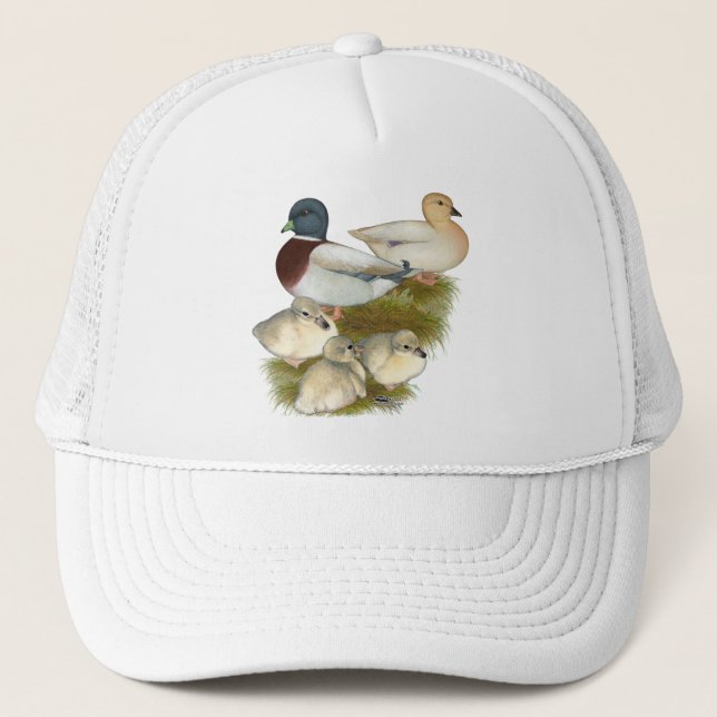 Pastel Call Duck Family Trucker Hat (Front)