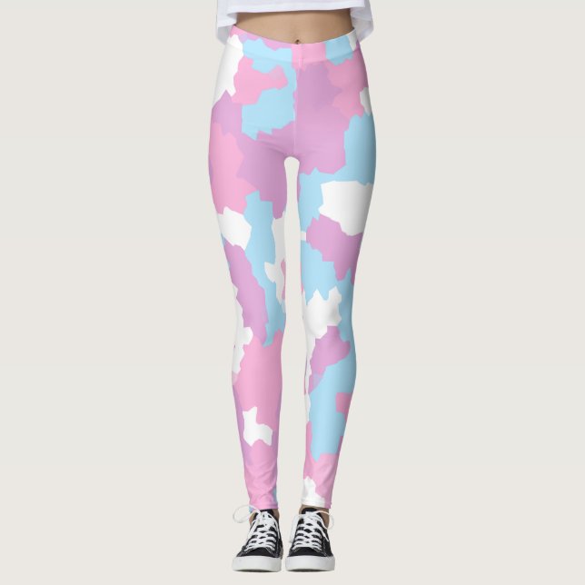 Pastel Camouflage Abstract Art Pattern  Leggings (Front)