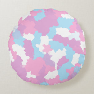 Pastel Camouflage Abstract Art Pattern  Round Pillow