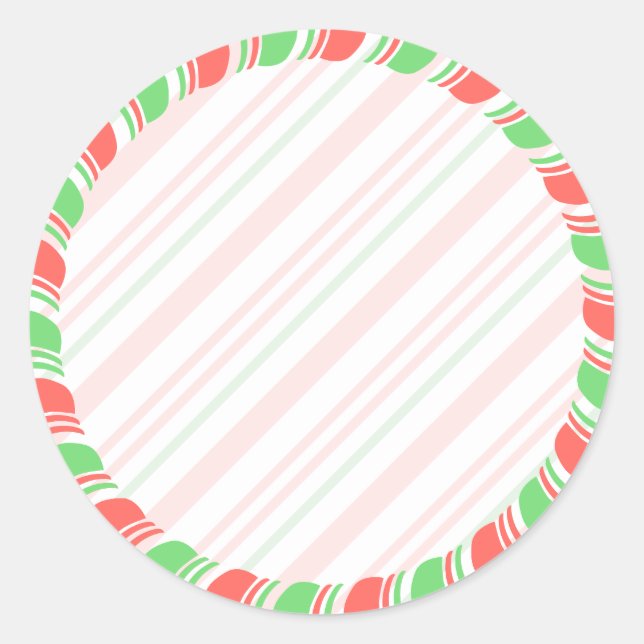 Pastel Candy Cane Border Christmas Blank Custom  Classic Round Sticker (Front)