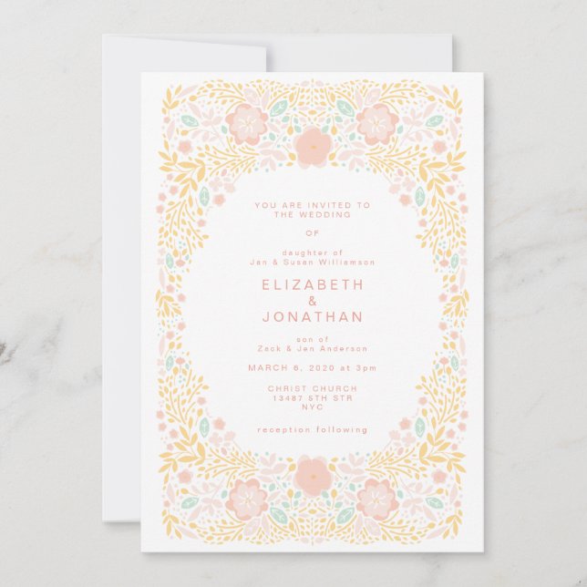 Pastel Candy Floral Faire-part de mariage (Devant)
