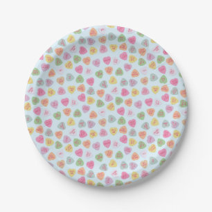 Pastel Candy Hearts Paper Plates