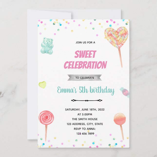 Pastel candy invitation (Front)