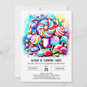 Pastel Candy Printable Birthday Invitation