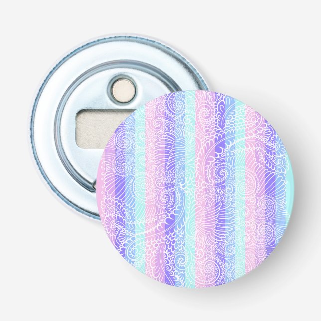 Pastel Candy Swirls | Striped Soft Fantasy Pattern Bottle Opener (Front)