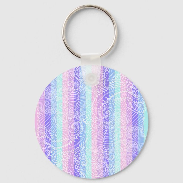 Pastel Candy Swirls | Striped Soft Fantasy Pattern Keychain (Front)