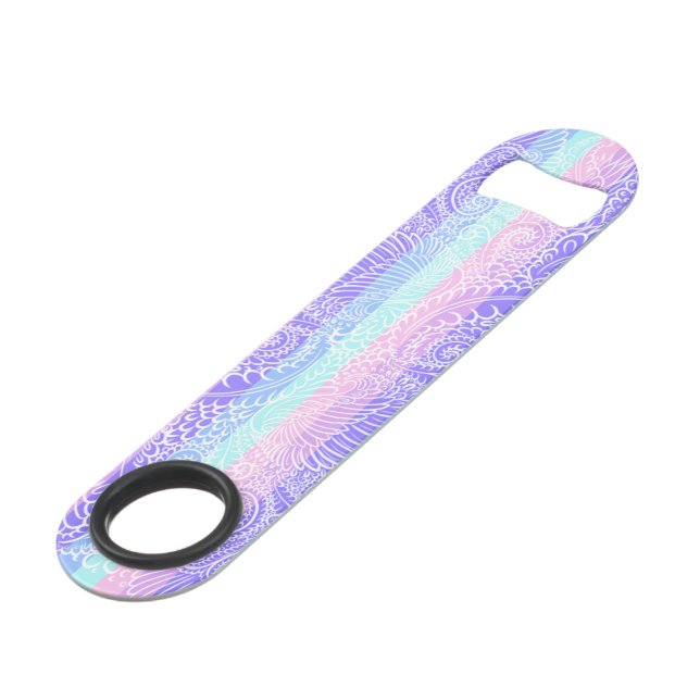 Pastel Candy Swirls | Striped Soft Fantasy Pattern Speed Bottle Opener (Front Angled)