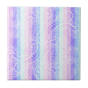 Pastel Candy Swirls Striped Soft Fantasy Pattern Tile