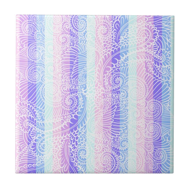 Pastel Candy Swirls | Striped Soft Fantasy Pattern Tile (Front)