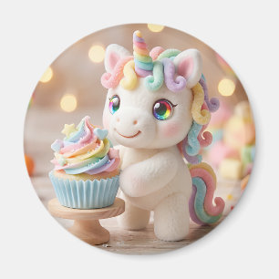 Pastel Candy Unicorn with Rainbow Cupcake Magnet