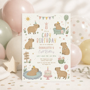 Pastel Capybara Girl Birthday: Capy Birthday Girl Invitation