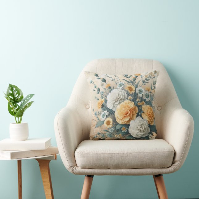 Pastel Carnations Throw Pillow (Chair)