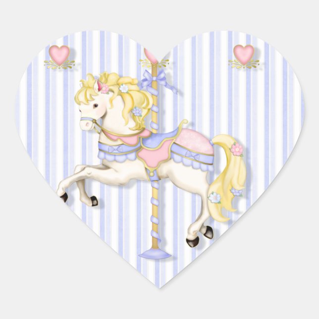 Pastel Carousel Pony Heart Sticker (Front)